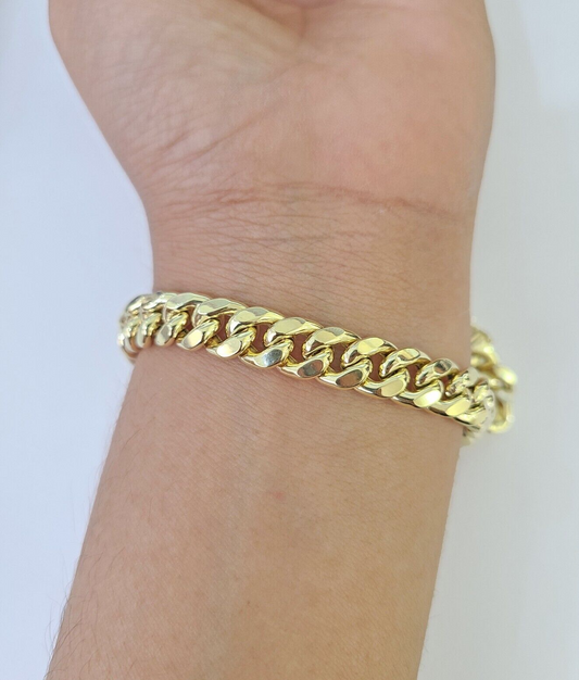 Real 10k Miami Cuban Link Bracelet Gold 9mm 9.5" Box Lock 10kt Yellow Gold