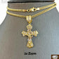 10k Gold Men Cross Charm Pendant Miami Cuban Rope Chain 20 22 24 26 Inch