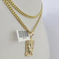 10K Gold Miami Cuban Chain Jesus Head Charm 18"-30" 3mm REAL Pendant