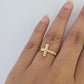 Real 10k Jesus Cross Ring Band Wedding Engagement Casual Women Yellow Gold