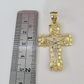 10k Gold Chain Cuban Curb Jesus Cross Charm Pendant Link 5mm 18"-28" Inch SET