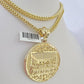 10K Franco Chain Last Supper Pendant Charm Necklace 20"-28" 4mm Yellow Gold SET