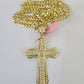 Real 14k Solid Chain Cross Charm Set Miami Cuban Link 6mm Necklace Pendant Gold