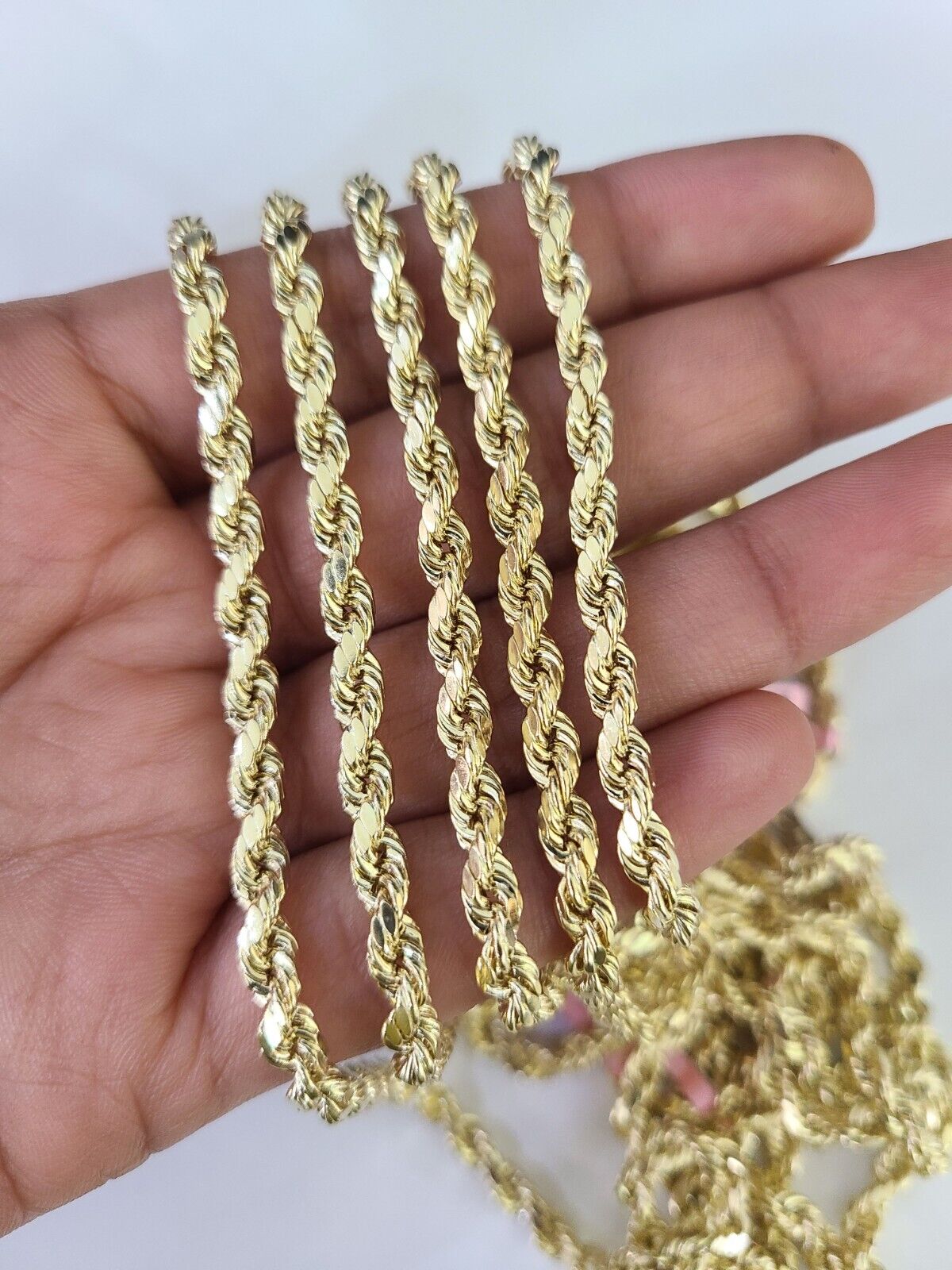 14k Real Rope Chain Necklace 4mm 18"-26" Inch Yellow Gold Men Women Genuine