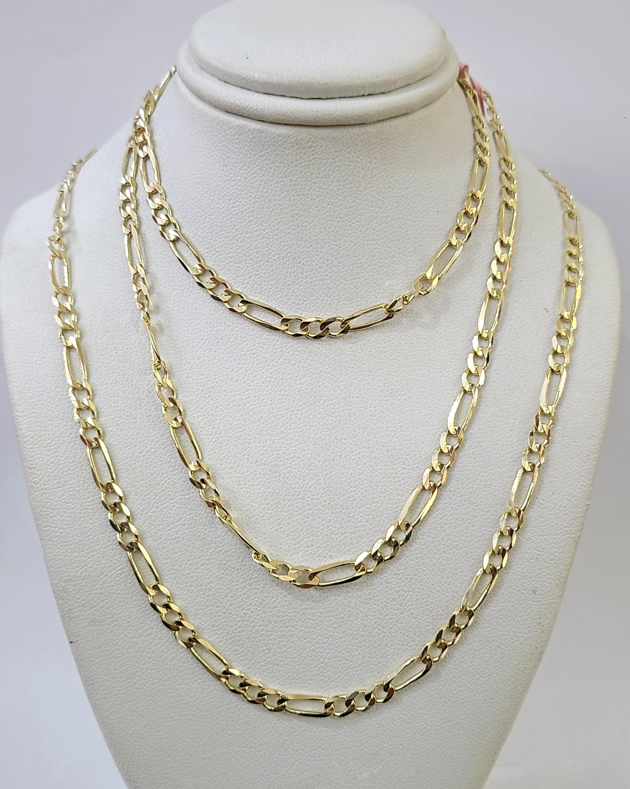 Real 14k Solid Gold Chain Figaro Link Necklace 4mm 18"-28" Men Women 14kt