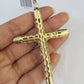 Real 10k Rope Chain Jesus Cross Charm Set 8mm 20"-30" Inch Necklace Yellow Gold