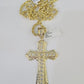 10k Solid Rope Chain Jesus Cross Charm Set 4mm 20"-28" Necklace Gold Yellow