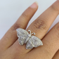 Real 10k Butterfly Diamond Ladies Ring Women Casual 10Kt White Gold