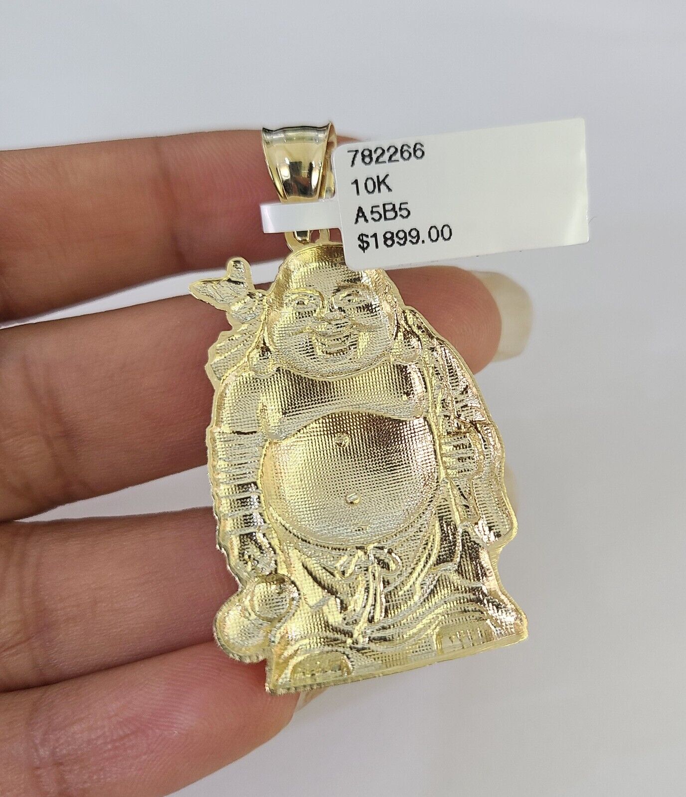 10K Gold Franco Chain Laughing Buddha Charm Pendant 20-26 inches 2.5mm Yellow