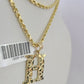 10k Gold Initial H Charm Rope Chain 16"-26" 2.5mm SET Necklace Alphabet Pendant