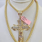 14K Franco Chain Jesus Cross Pendant Charm Necklace 20"-26" 4mm Gold Yellow