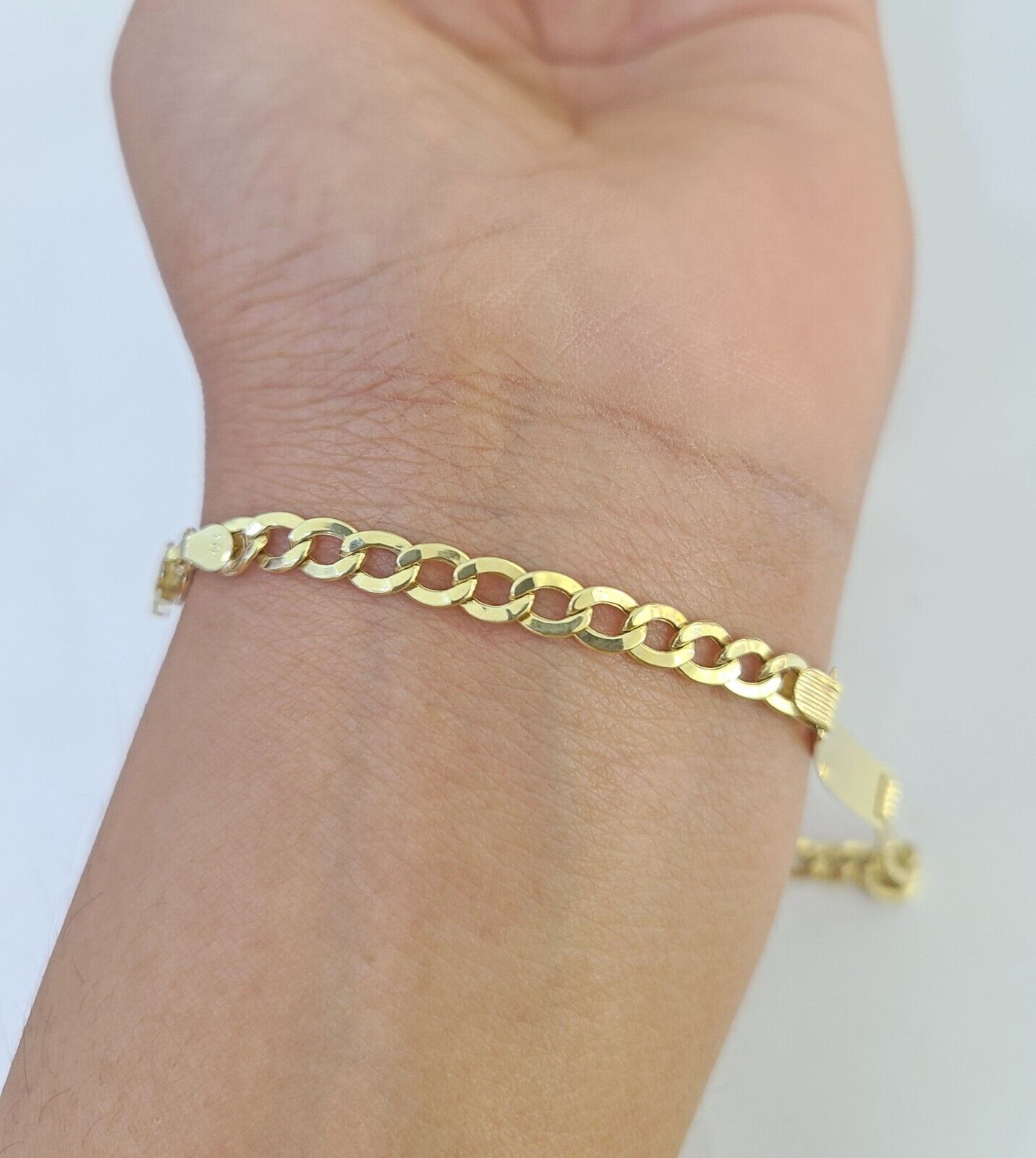 REAL 10K Gold ID Bracelet Kids Baby  Cuban Curb Link Unisex