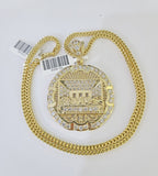 10K Yellow Gold Franco Chain Last Supper Charm ,necklace 3mm 18-26inch REAL 10KT