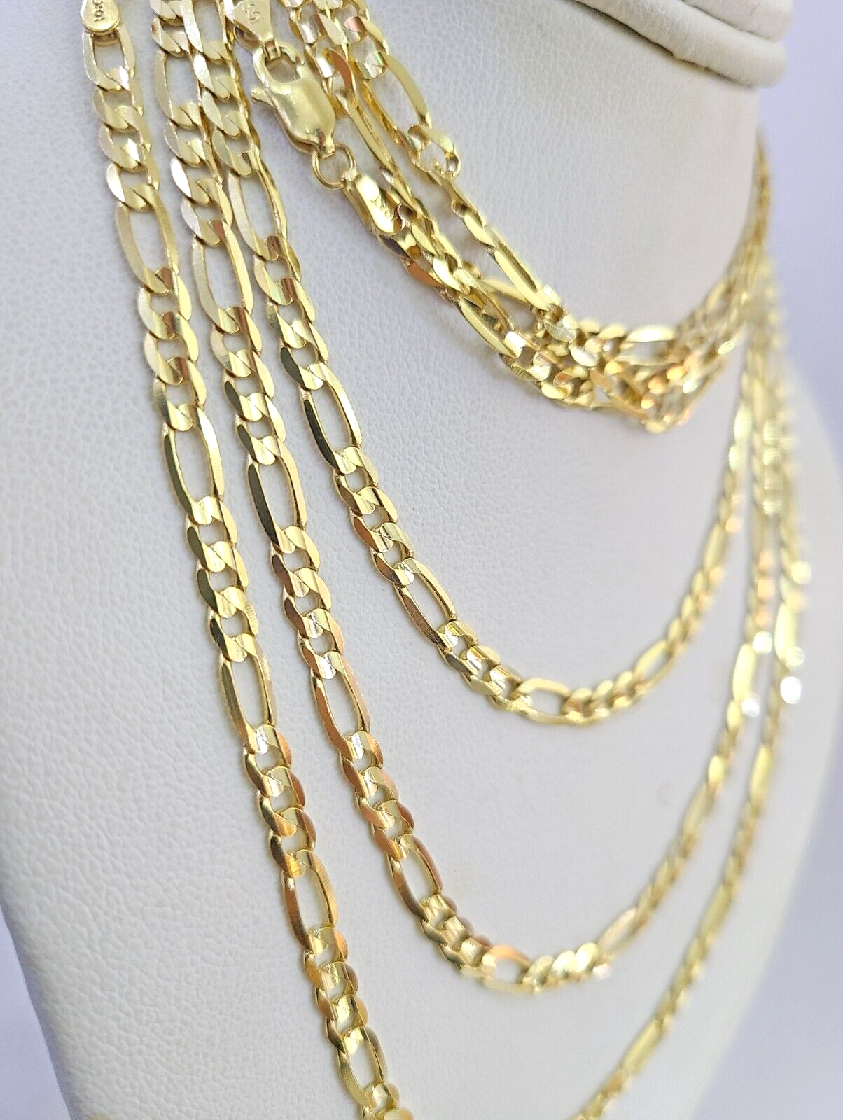 10K Solid Figaro Link Chain Necklace Yellow Gold 4mm 20" 22" 24" 10kt