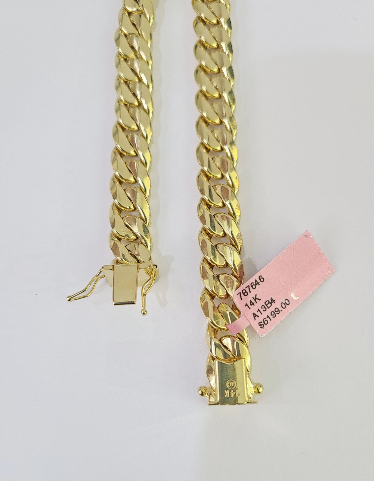 Real 14K Miami Cuban Bracelet Yellow Gold Box Clasp 7.5" Inch 10mm Link Hollow