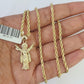 10k 2.5mm Rope Chain Jesus Pendant 18"-30" Yellow Gold Set Charm Necklace