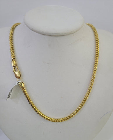 Real 10k Solid Palm Chain Yellow Gold 3mm Men Women Necklace 24" Genuine