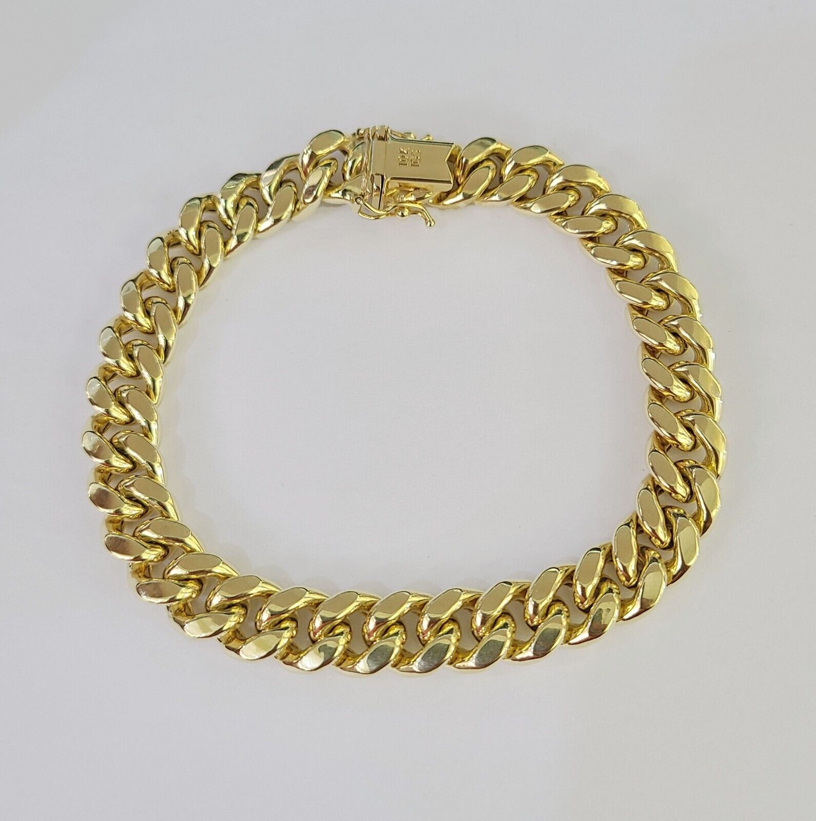 Real 10k Miami Cuban Link Bracelet Gold 10mm 8" Box Lock 10kt Yellow Gold
