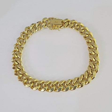 Real 10k Miami Cuban Link Bracelet Gold 10mm 8" Box Lock 10kt Yellow Gold