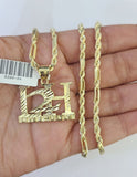 Real 10k Milano Rope Chain L2H Charm Necklace SET 3mm 18" 20" 22" 24"