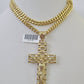 10K Miami Cuban Link Chain Jesus Cross Pendent Charm 6mm 20"-30" Necklace