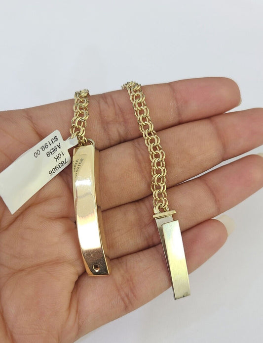 10k Chino ID Bracelet Yellow Gold Box Lock Real 10kt 5.5"