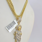 10k Miami Cuban Chain Diamond Saint Jude Charm Set 4mm 18"-28" Necklace Gold