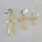 10k Jesus Cross Charm Pendant Yellow Gold Men Women 4" 3" 2"