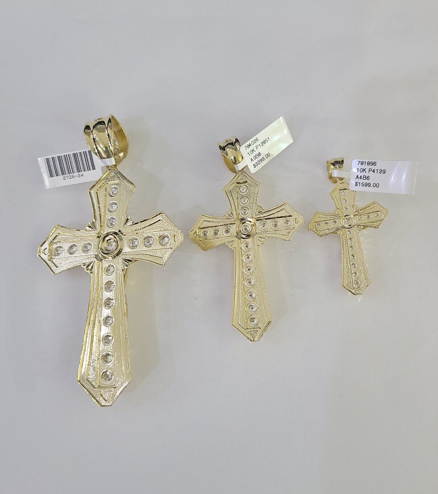 10k Jesus Cross Charm Pendant Yellow Gold Men Women 4" 3" 2"