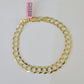 14K Real Solid Cuban Curb Bracelet 8mm Link 9" inch Genuine Yellow Gold