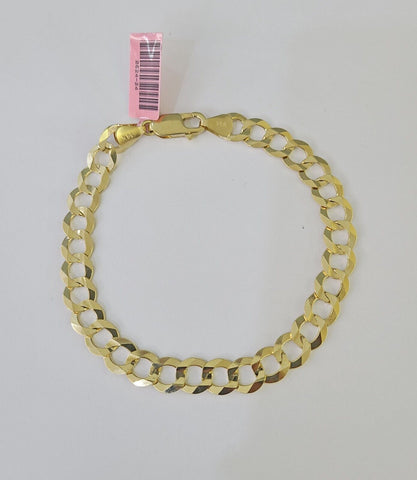 14K Real Solid Cuban Curb Bracelet 8mm Link 9" inch Genuine Yellow Gold