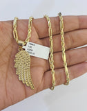 10k Milano Rope Chain Wings Charm Necklace SET 3mm 18" 20" 22" 24"