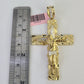 14k Jesus Cross Charm Pendant Yellow Gold Men Women 4" 3" 2" 1.5-2"