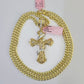 Real 14k Chain Cross Charm Set Miami Cuban Link 5mm 18"-30" Necklace Pendant