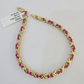 Real 10K Yellow Gold Pink Tennis Bracelet 4mm 7.5 Inches 10kt Gold