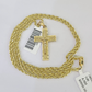 10k Solid Rope Chain 2mm Jesus Crucifix Cross Pendant Charm Necklace SET 18-24"