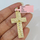 14k Solid Figaro Chain Nugget Jesus Cross Pendant Gold 4mm 18"-28" SET Necklace
