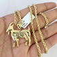 10k Solid Rope Chain 3mm Goat Pendant Charm Necklace SET 18-26 in