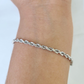 Real 10K Rope Bracelet White Gold Solid 3mm 7Inch Lobster Lock Unisex  Genuine