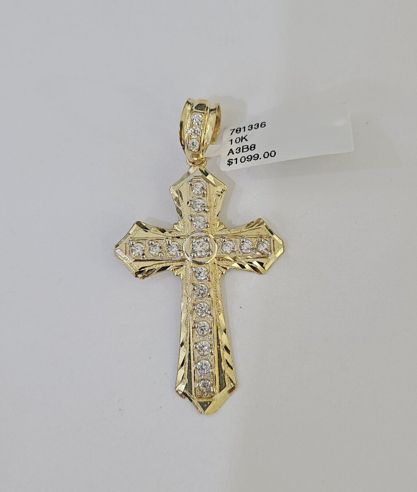 Real 10k Yellow Gold Chain Cross Charm Pendant Set Miami Cuban Link Necklace 4mm