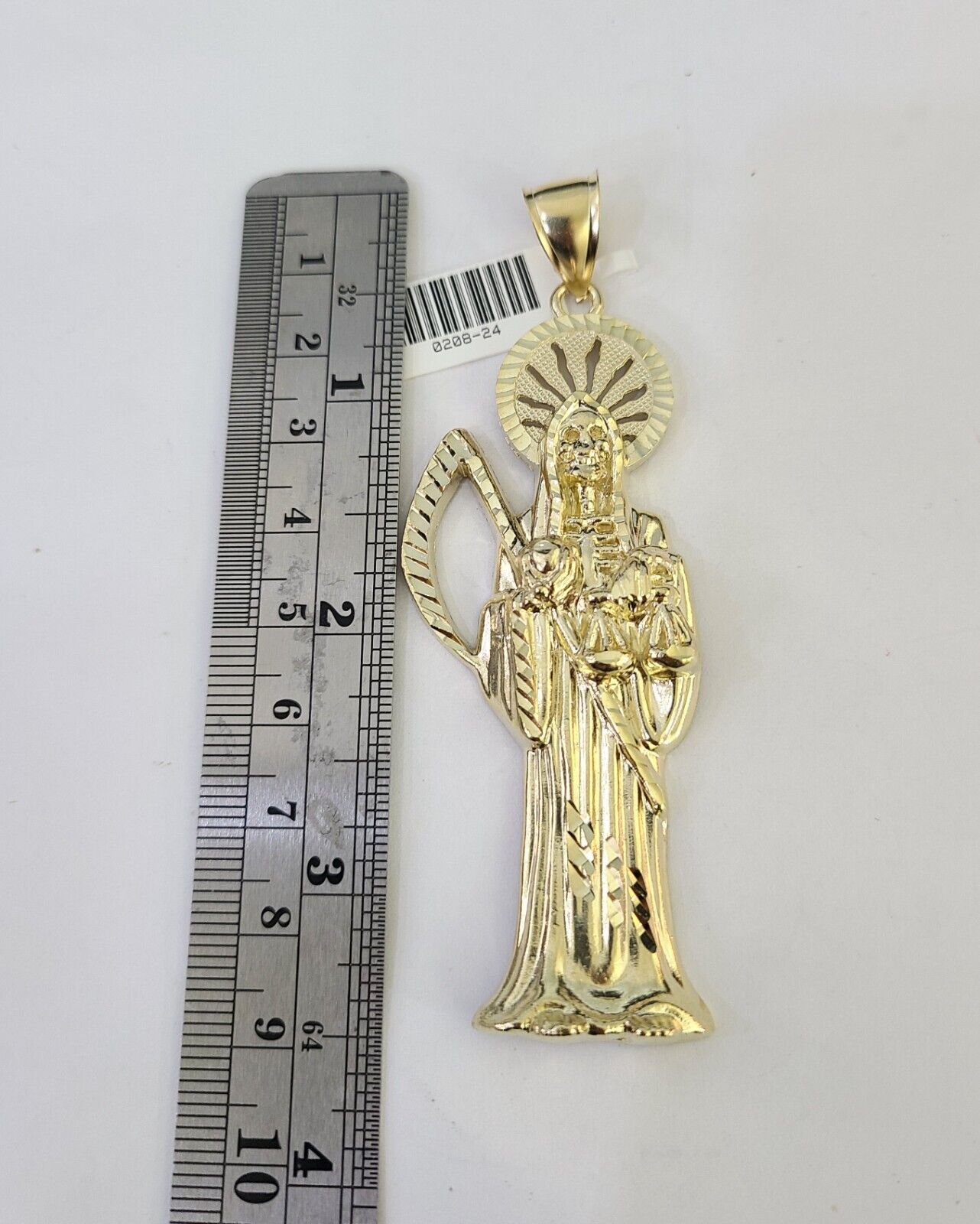 10K Franco Chain Saint Reaper Pendant Charm Necklace 20"-26" 5mm Gold SET Yellow