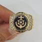 Real 10k Ring Anchor Fancy Black Design Yellow Gold Men Casual 10kt