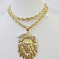 Real 10k Solid Rope Chain Lion Charm Set 6mm 20"-30" Inch Necklace Yellow Gold