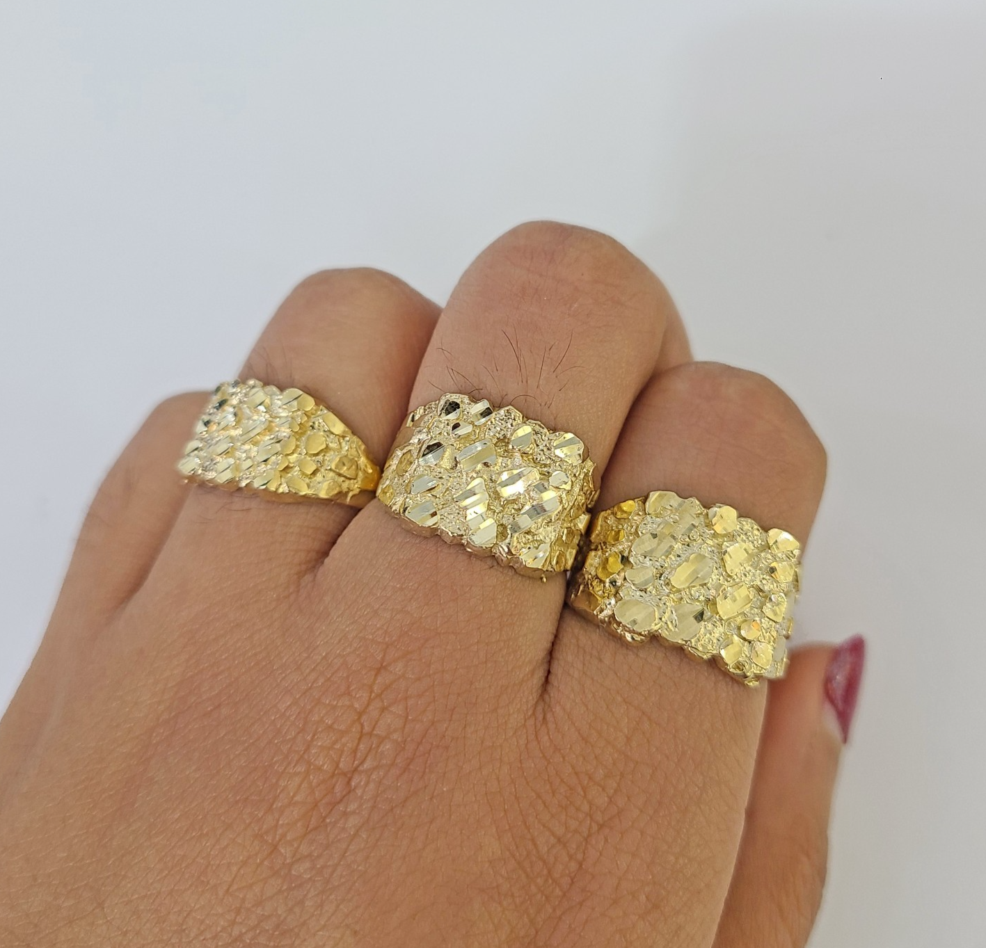 10k Nugget Ring Yellow Gold Women Men Real Genuine