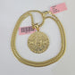 Real 14k Solid Chain Mayan Calendar Charm Set Miami Cuban 3mm Necklace Pendant