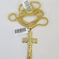 10K Franco Chain Jesus Cross Pendant Charm Necklace 20"-26" 3mm Gold Yellow SET