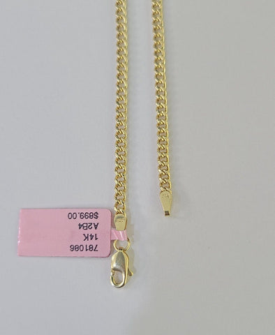 14K Yellow Gold Miami Cuban Bracelet 8" Inch 3mm Box Clasp Real Genuine