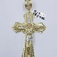 Men 10k Real Yellow Gold Rope Chain 24" Crucifix Cross Charm Diamond cut Set