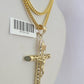 10K Gold Franco Chain Jesus Cross Charm Pendant 20-26 inches 2.5mm REAL Yellow