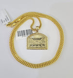10K Gold Franco Chain Last Supper Charm Pendant 20-26 inches 2.5mm REAL Yellow